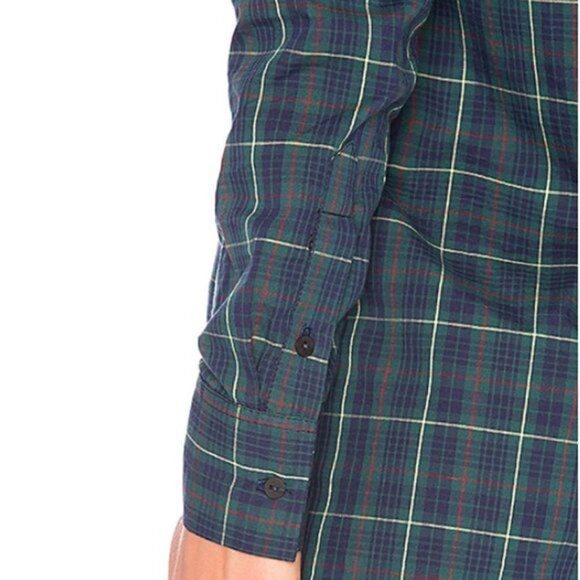 Revolve Bailey 44 Dress XS NWT Anglin Off Mini Plaid Green Shirtdress Boyfriend - Picture 7 of 14